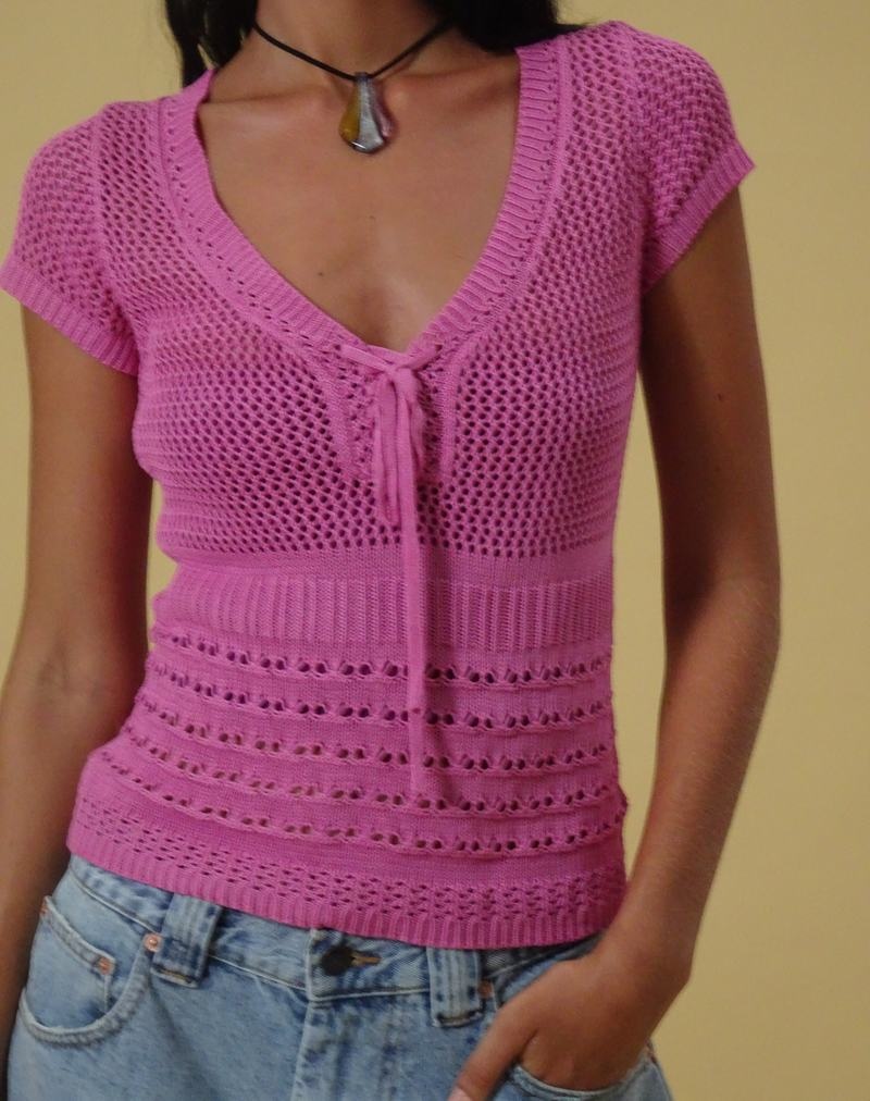 Pink Rose Motel Rocks Maika Knitted Top Women's Jumpers | HML6670GH