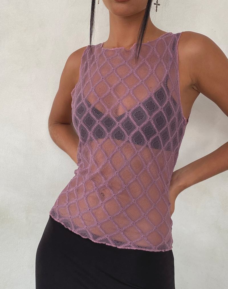 Purple Motel Rocks Maloe Lace Patterned Women\'s Tank Top | ILK2641LZ