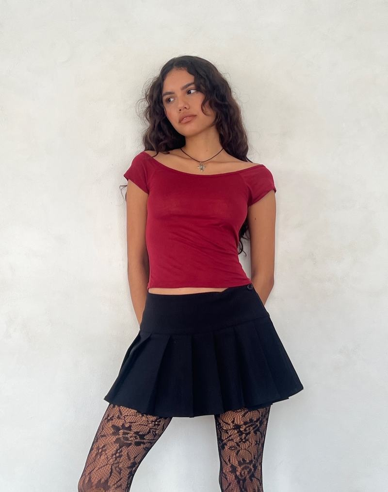 Red Motel Rocks Charya Off The Shoulder Women's T Shirts | CGH7148PV