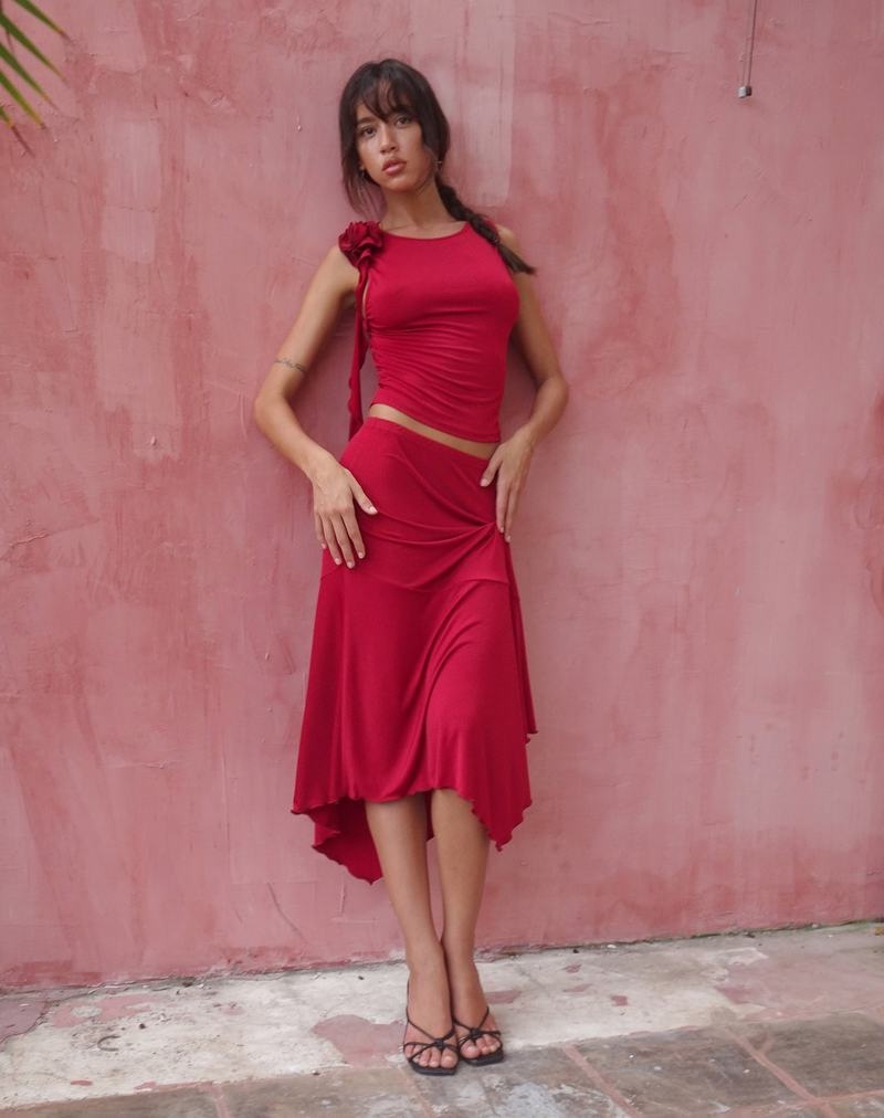 Red Motel Rocks Cinta Low Rise Midi Women's Skirts | EOT2527YK