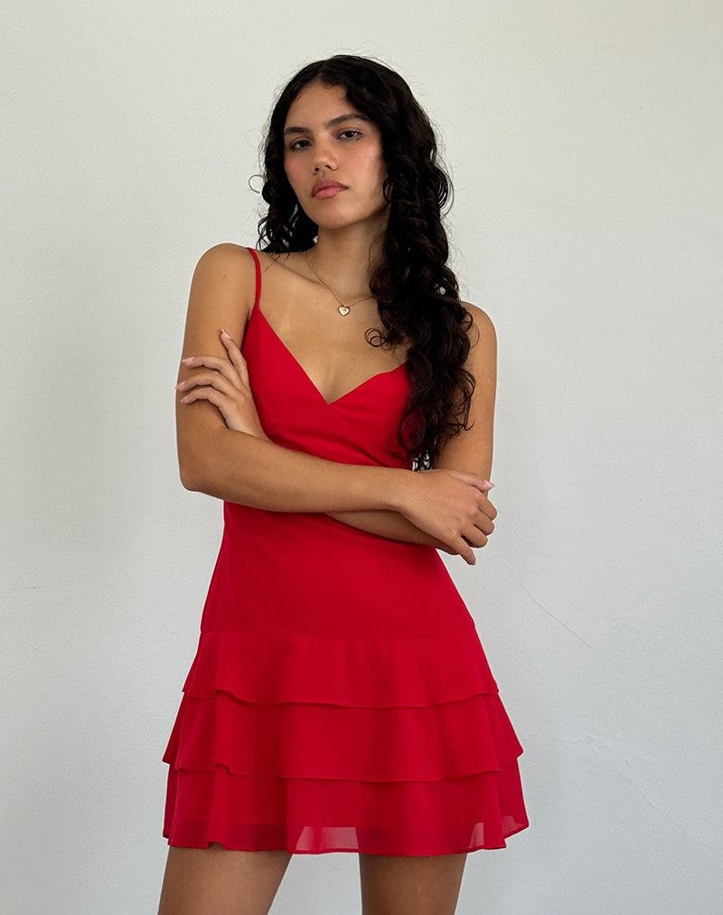 Red Motel Rocks Riasi Ruffle Women's Mini Dress | RJG5513PQ