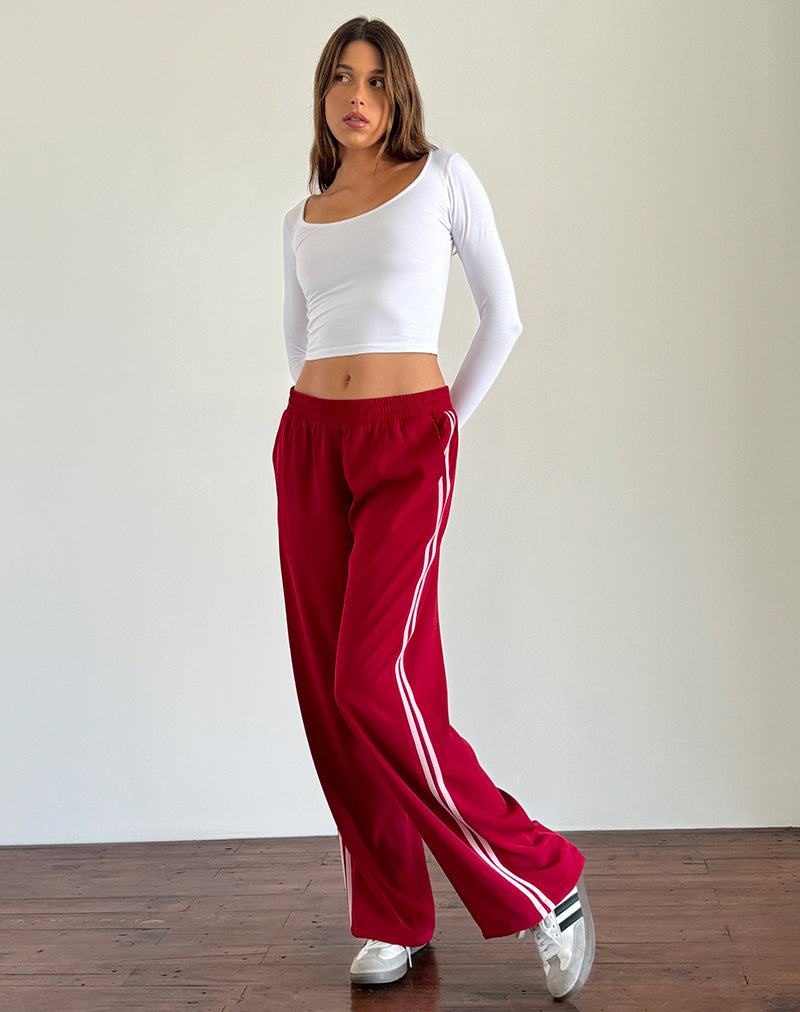 Red Pink Motel Rocks Bennett Wide Leg Women's Trousers | LAF3683QT