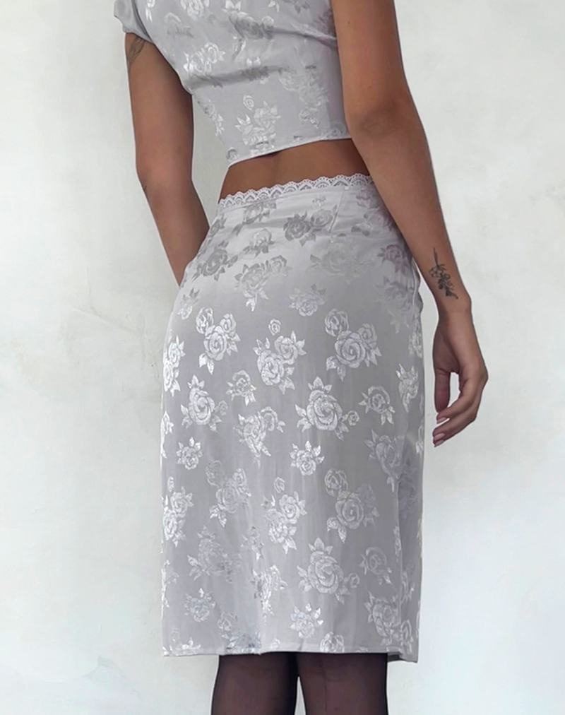 Silver Grey Motel Rocks Piyeto Midi Women's Skirts | AWM1450MZ