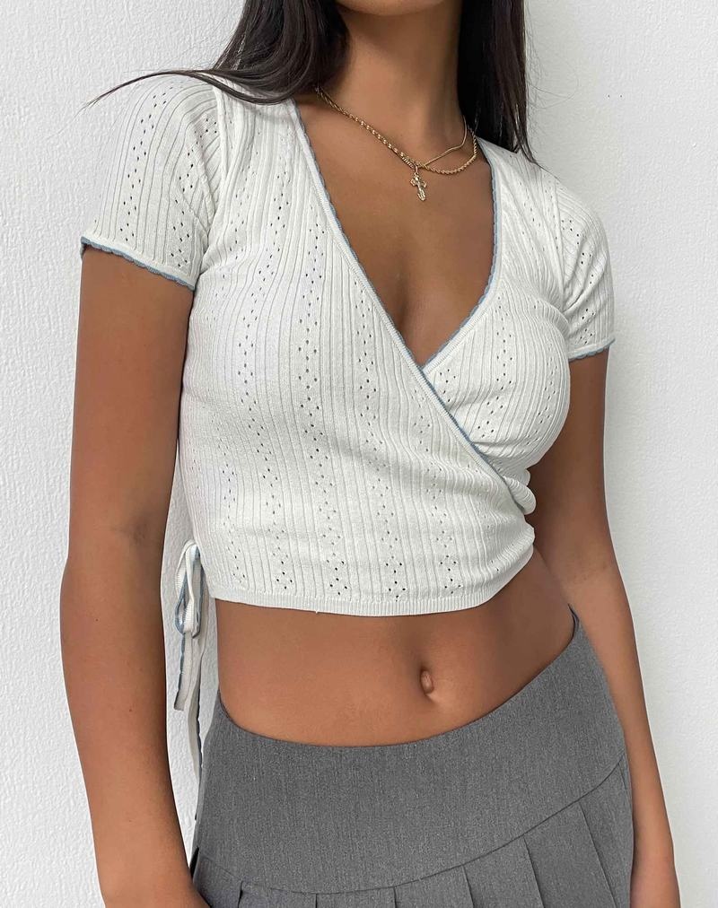 White Motel Rocks Delilah Wrap Women's Cropped Tops | DZX803HB