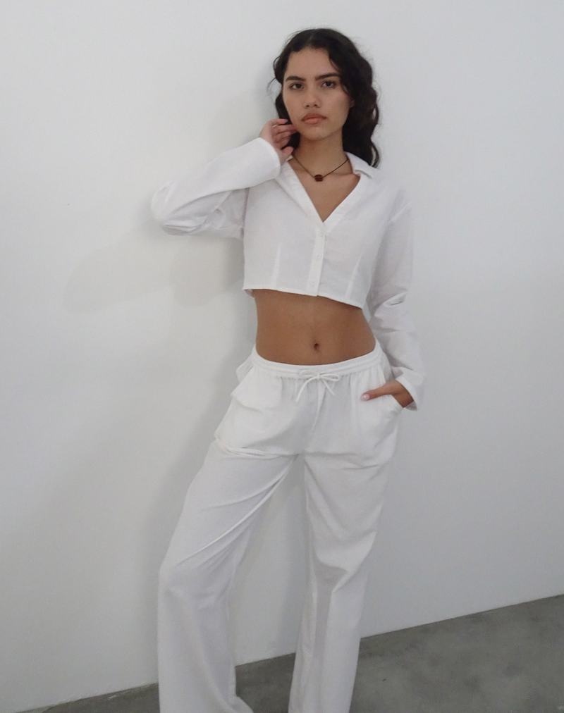 White Motel Rocks Lyse Super Cropped Shirt Women's Cropped Tops | KRU7916XS