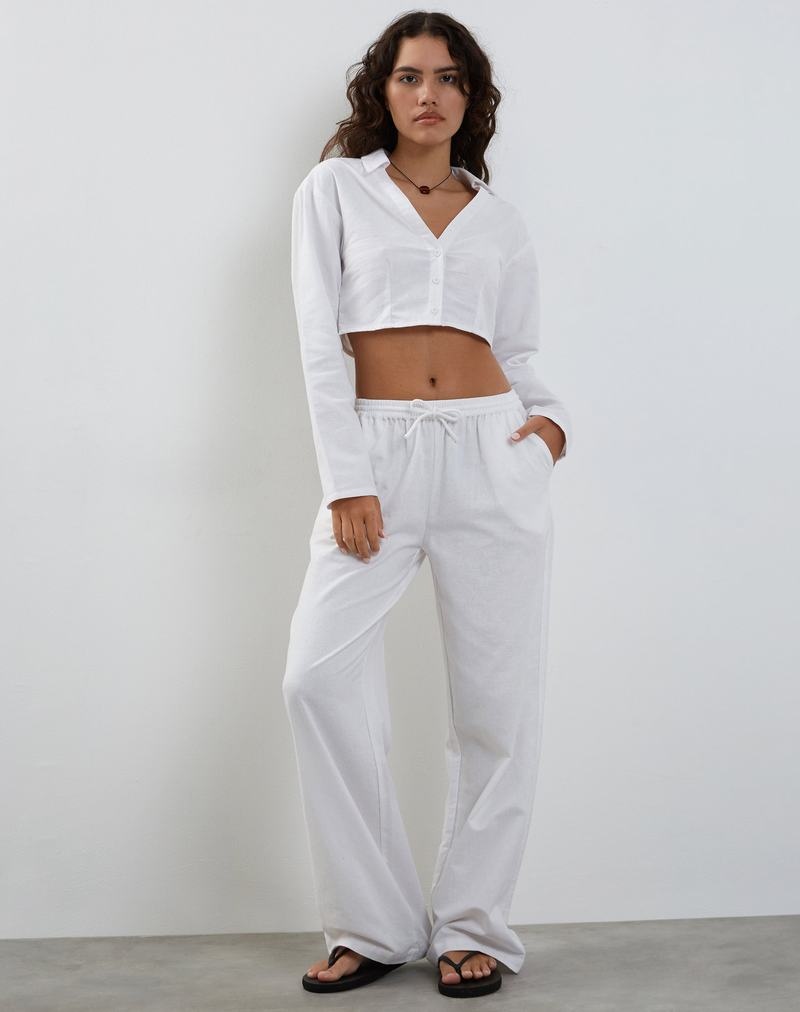 White Motel Rocks Lyse Super Cropped Shirt Women's Cropped Tops | KRU7916XS