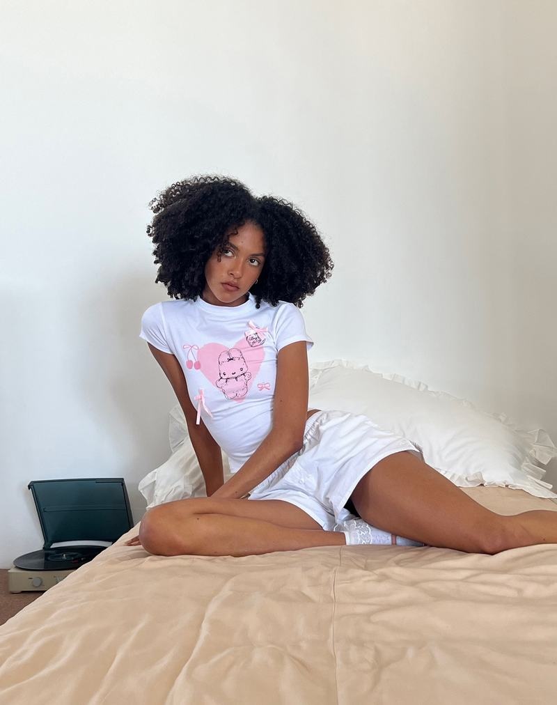 White Motel Rocks Tiona Cropped Tee Women's T Shirts | WFS3871ZF