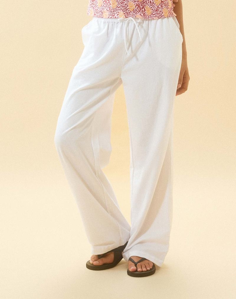 White Motel Rocks Wasic Wide Leg Linen Women's Trousers | HFE8641KN