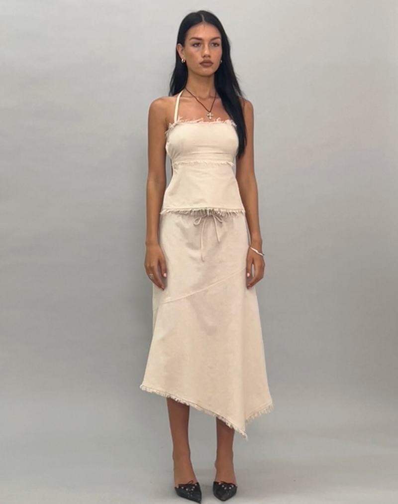 White Motel Rocks Yvaine Asymmetric Midi Women's Skirts | TDJ1995CM